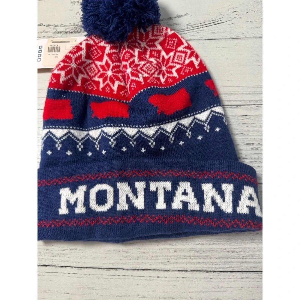 NEW Cirque‎ Montana Blue-Red-White Grand Beanie Soft Knit Cap Unisex One Size